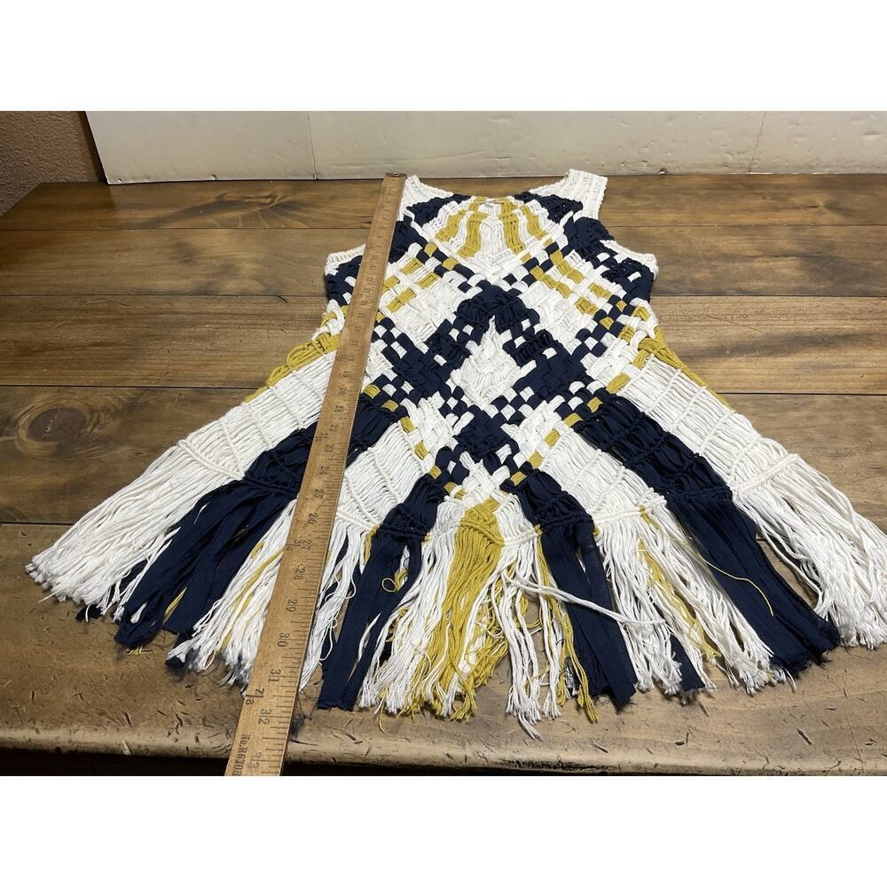 Fiets Voor | Fringe Knit Tank | Yellow & Navy | Small | Anthropologie - Picture 7 of 10
